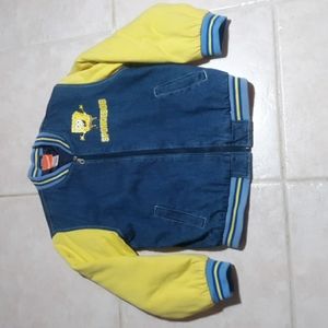 Nickelodeon Sponge Bob Youth Jean & Sweatshirt Lined Jacket Sz 12/14 #187